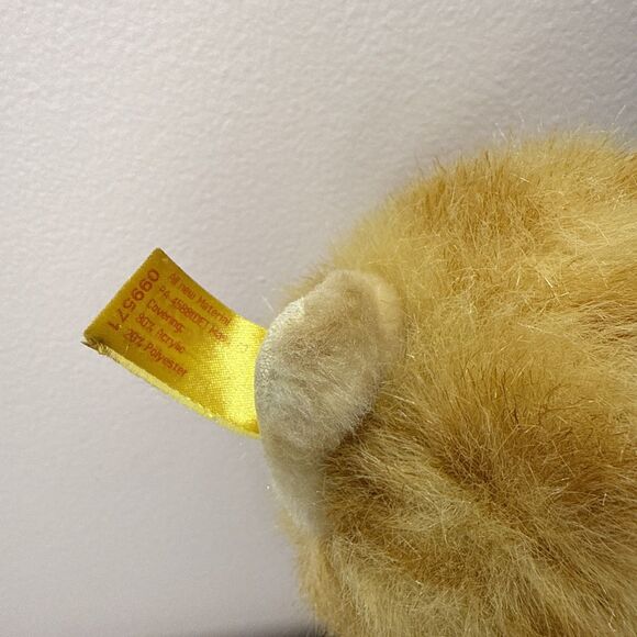 Steiff Standing Kitty Cat Orange Fur Eyes Brass Button Yellow Fabric Tag 099571 - Picture 4 of 16